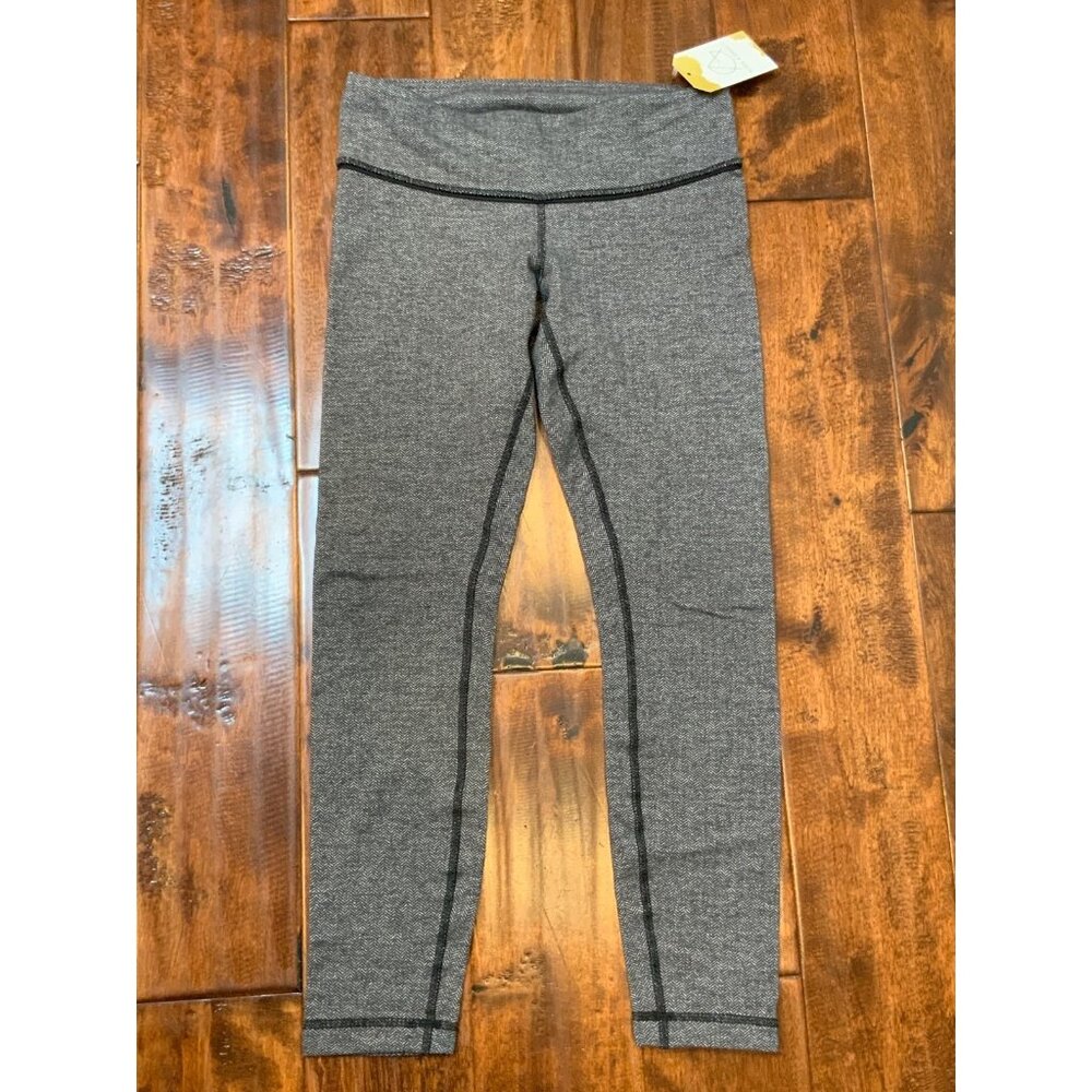 Lululemon Gray Black Herringbone Athletic Yoga Leggings, Size 6